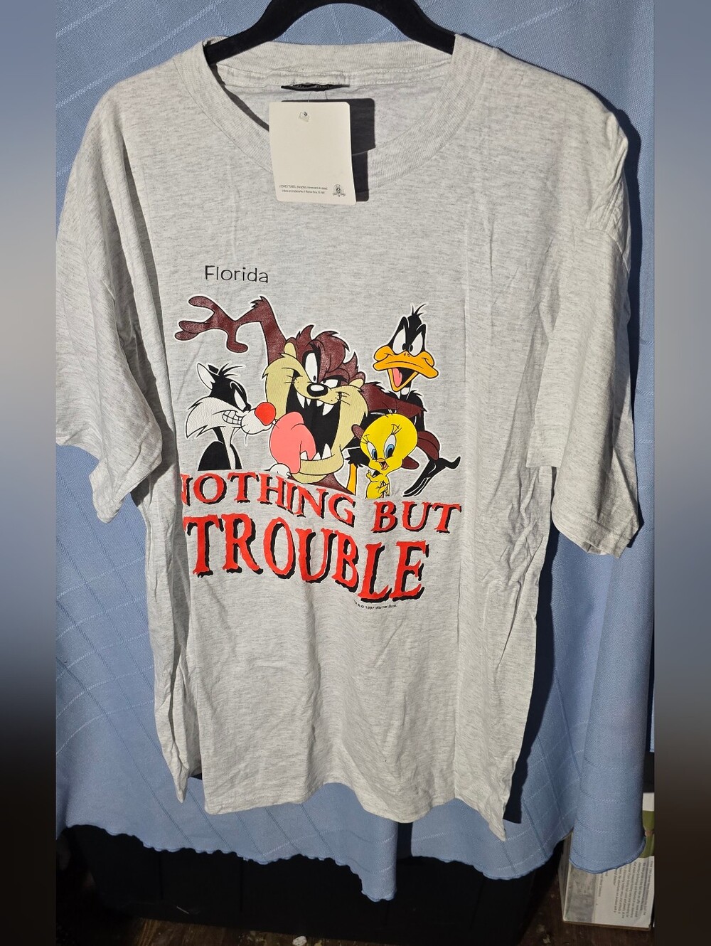 Men's Grey Looney Tunes 'Nothing But Trouble' Graphic T-Shirt